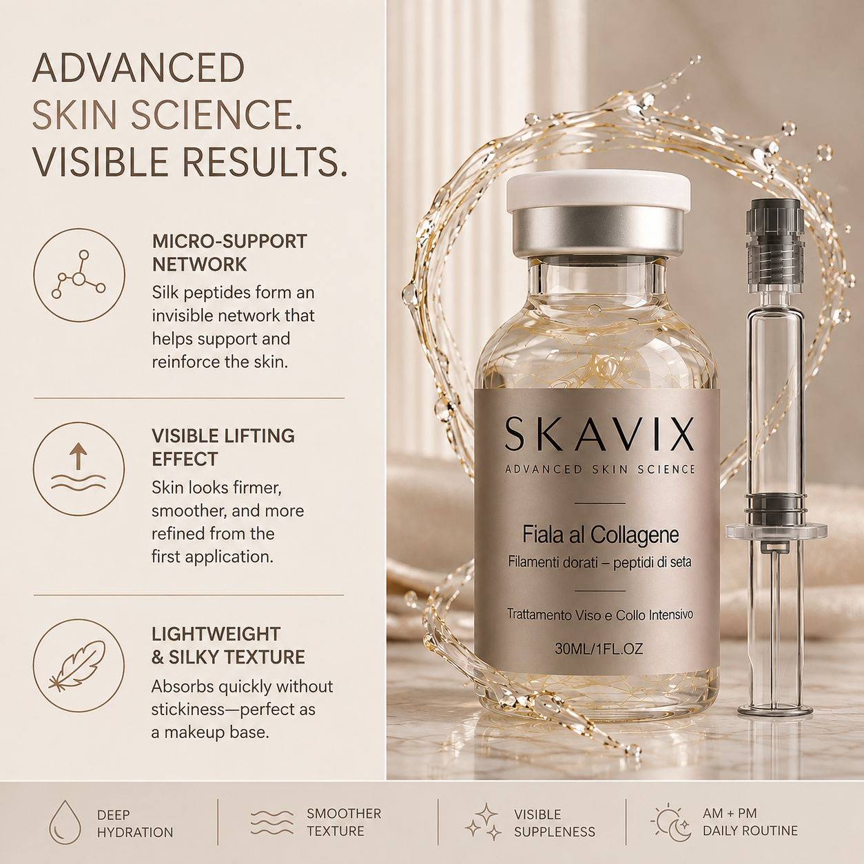 Skavix Silk Peptide Firming Serum with Marine Collagen