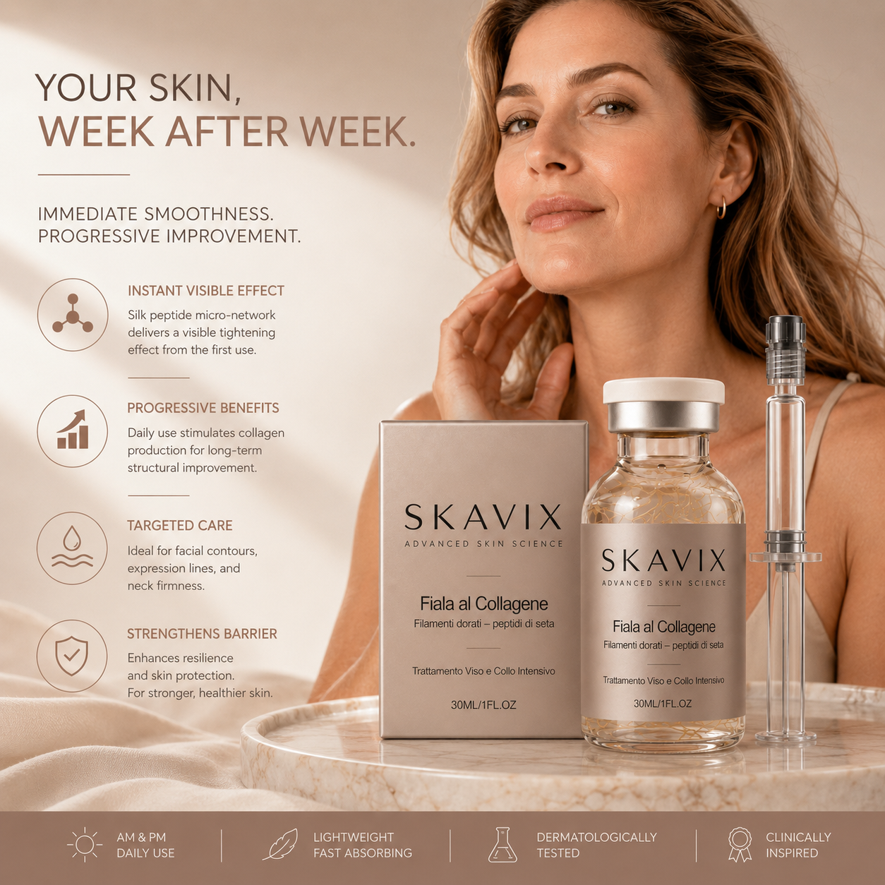 Skavix Silk Peptide Firming Serum with Marine Collagen