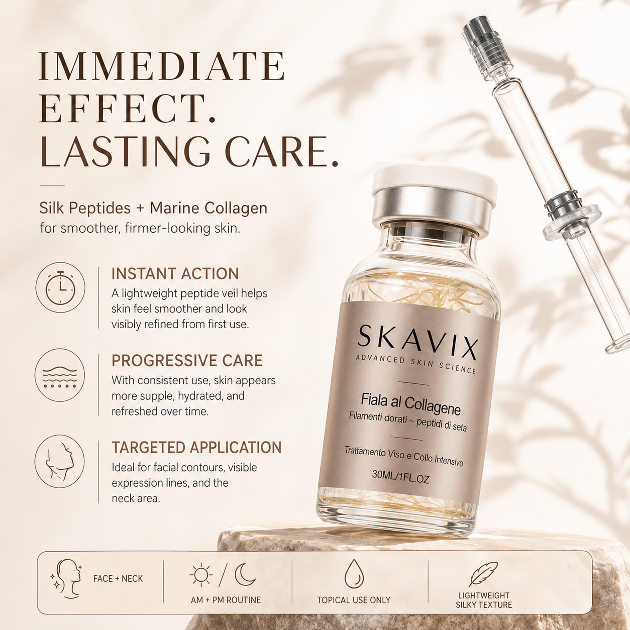 Skavix Silk Peptide Firming Serum with Marine Collagen